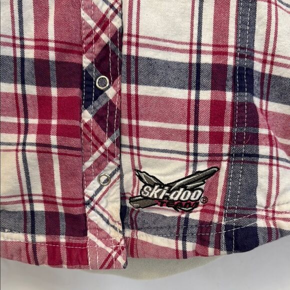Ski-Doo team Red and Blue Plaid Button-Up Shirt Sz M - Picture 2 of 7
